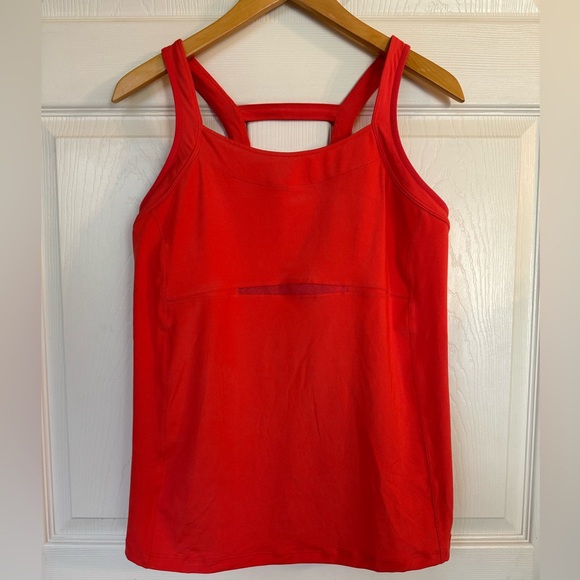 Athleta Tops - ATHLETA Neon Red Racerback Athletic Yoga Tank Top w/ Back Pockets - XL